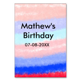 赤い青のアメリカ人の男の子の誕生日の追加の名前の日付 テーブルナンバー