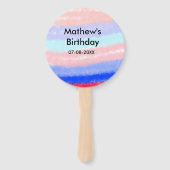 赤い青のアメリカ人の男の子の誕生日の追加の名前の日付 ハンドファン (裏面)