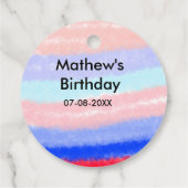 赤い青のアメリカ人の男の子の誕生日の追加の名前の日付 フェイバータグ (裏面)