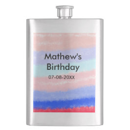 赤い青のアメリカ人の男の子の誕生日の追加の名前の日付 フラスク