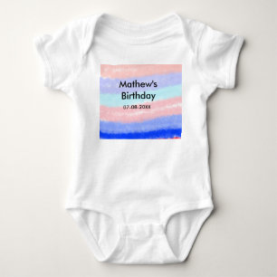 赤い青のアメリカ人の男の子の誕生日の追加の名前の日付 ベビーボディスーツ