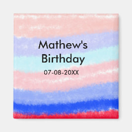 赤い青のアメリカ人の男の子の誕生日の追加の名前の日付 マグネット