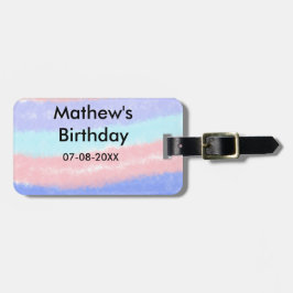 赤い青のアメリカ人の男の子の誕生日の追加の名前の日付 ラゲッジタグ