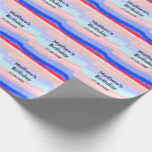 赤い青のアメリカ人の男の子の誕生日の追加の名前の日付 ラッピングペーパー (角)