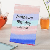 赤い青のアメリカ人の男の子の誕生日の追加の名前の日付 台座サイン (インサイチュ)