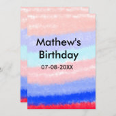 赤い青のアメリカ人の男の子の誕生日の追加の名前の日付 招待状 (正面/裏面)