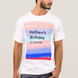 赤い青のアメリカ人の男の子の誕生日の追加の名前の日付 Tシャツ