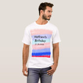 赤い青のアメリカ人の男の子の誕生日の追加の名前の日付 Tシャツ (正面フル)