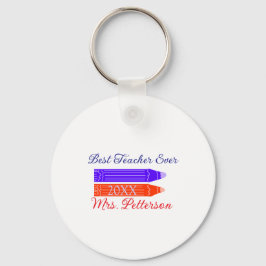 赤い青のクレヨン最高の先生は年名を追加 キーホルダー
