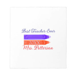 赤い青のクレヨン最高の先生は年名を追加 ノートパッド