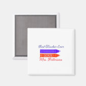 赤い青のクレヨン最高の先生は年名を追加 マグネット (正面/裏面)