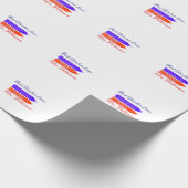 赤い青のクレヨン最高の先生は年名を追加 ラッピングペーパー (角)