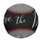 赤い青のスクリプトハート日付の保存   野球ボール (正面)