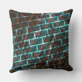 赤い青のステンドレッド、スクラッチ、グリッドまたはブリック効果 クッション (裏面)