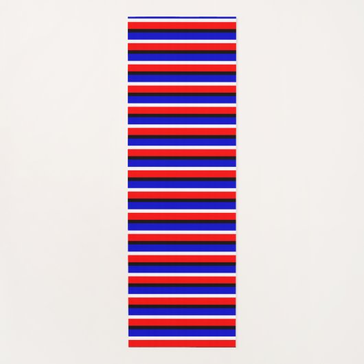 赤い青のストライプデザイン ヨガマット (正面)