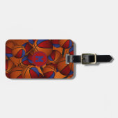 赤い青のチームカラーキッズスポーツバスケットボール ラゲッジタグ (正面横)