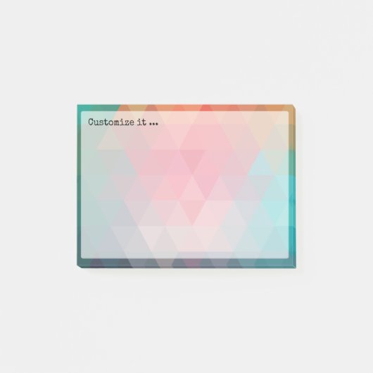 赤い青のティール（緑がかった色）幾何傾斜 ポストイット (正面)