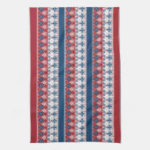 赤い青のノルウェーストライプの模様 キッチンタオル (縦)