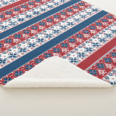 赤い青のノルウェーストライプの模様 シェルパブランケット (3/4)