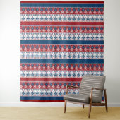 赤い青のノルウェーストライプの模様 タペストリー (インサイチュ)