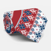 赤い青のノルウェーストライプの模様 ネクタイ (ロール)
