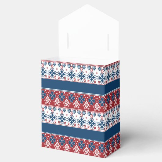 赤い青のノルウェーストライプの模様 フェイバーボックス (オープン)