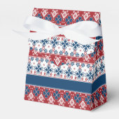 赤い青のノルウェーストライプの模様 フェイバーボックス (正面サイド)