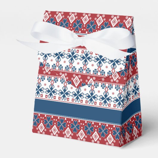 赤い青のノルウェーストライプの模様 フェイバーボックス (正面サイド)