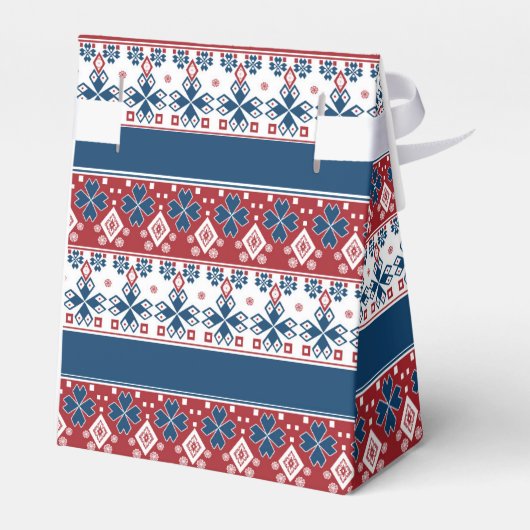 赤い青のノルウェーストライプの模様 フェイバーボックス (裏面サイド)