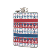 赤い青のノルウェーストライプの模様 フラスク (左)