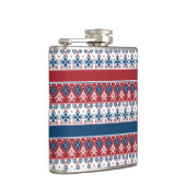 赤い青のノルウェーストライプの模様 フラスク (右)