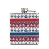 赤い青のノルウェーストライプの模様 フラスク (裏面)