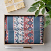 赤い青のノルウェーストライプの模様 薄葉紙 (ギフト)