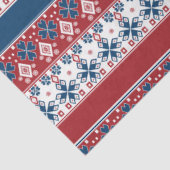 赤い青のノルウェーストライプの模様 薄葉紙 (詳細)