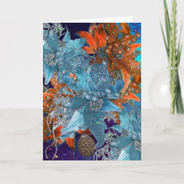 赤い青のポインセチア、キラキラ輝くクリスマススター シーズンカード