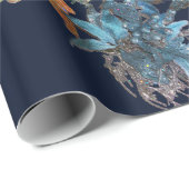 赤い青のポインセチア、キラキラ輝くクリスマススター ラッピングペーパー (ロールコーナー)