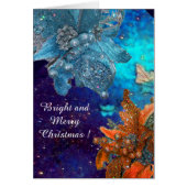 赤い青のポインセチア、クリスマスは銀の輝きを放つ (正面)