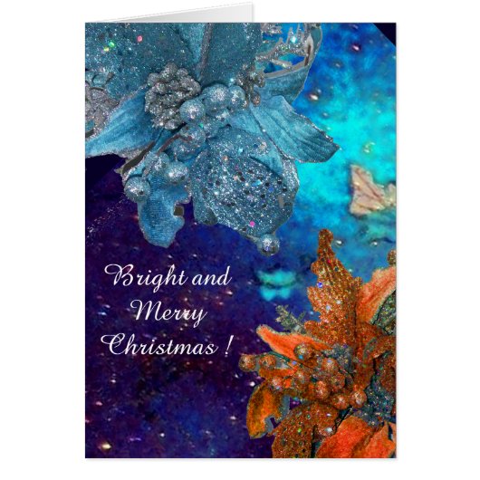 赤い青のポインセチア、クリスマスは銀の輝きを放つ (正面)