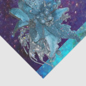 赤い青のポインセチア、蝶の金ゴールドきらめき 薄葉紙 (詳細)