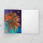 赤い青のポインセティアス、ダイヤモンドスター、銀のキラキラ シーズンカード (内部)