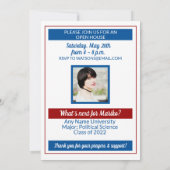 赤い青の学校の色と今の卒業 招待状 (裏面)