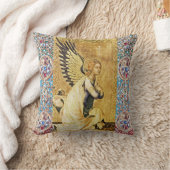 赤い青の宝石と受胎告知天使、真珠 クッション (ブランケット)