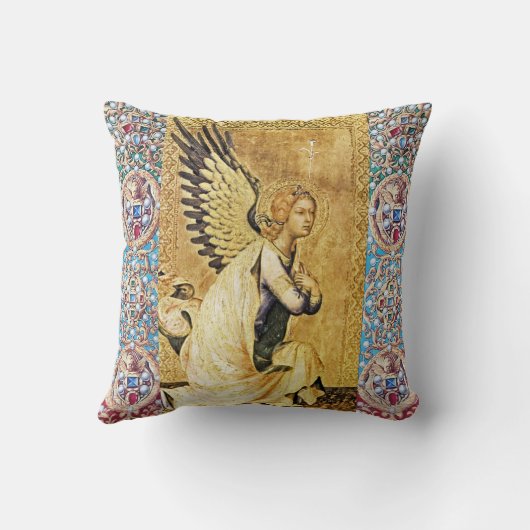 赤い青の宝石と受胎告知天使、真珠 クッション (裏面)