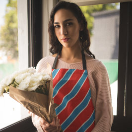 赤い青の対角線ストライプ線 エプロン