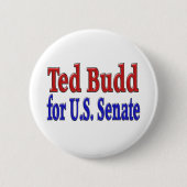 赤い青の文字 缶バッジ (正面)