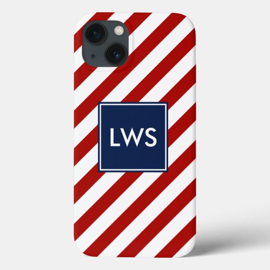 赤い青の斜めのストライプ Case-Mate iPhoneケース (裏面)