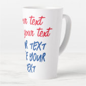 赤い青の書道ここに文字を置き換えるスローガン カフェラテマグ (右アングル)