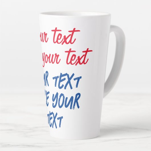 赤い青の書道ここに文字を置き換えるスローガン カフェラテマグ (右アングル)