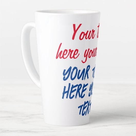 赤い青の書道ここに文字を置き換えるスローガン カフェラテマグ (左アングル)