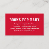 赤い青の本7月のベビー4th赤ちゃんシャワー エンクロージャーカード (正面)